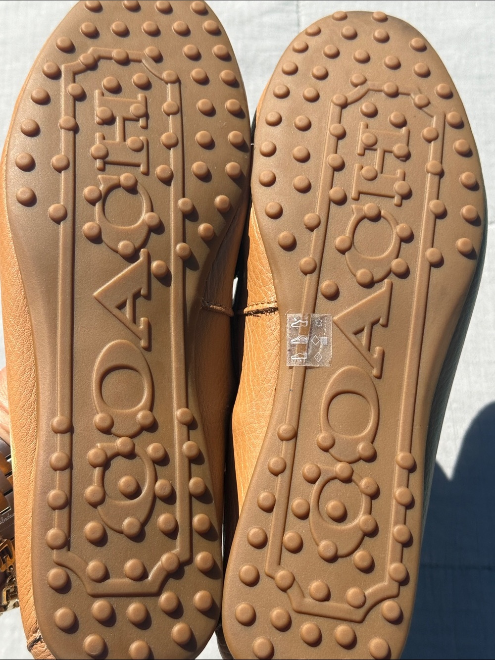 Coach Brown Pebbled Leather Moccasin Loafers with Logo Plaque - Picture 3 of 3
